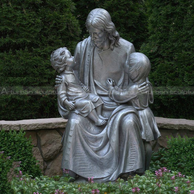 Jesus mit Kindern Gartenstatue