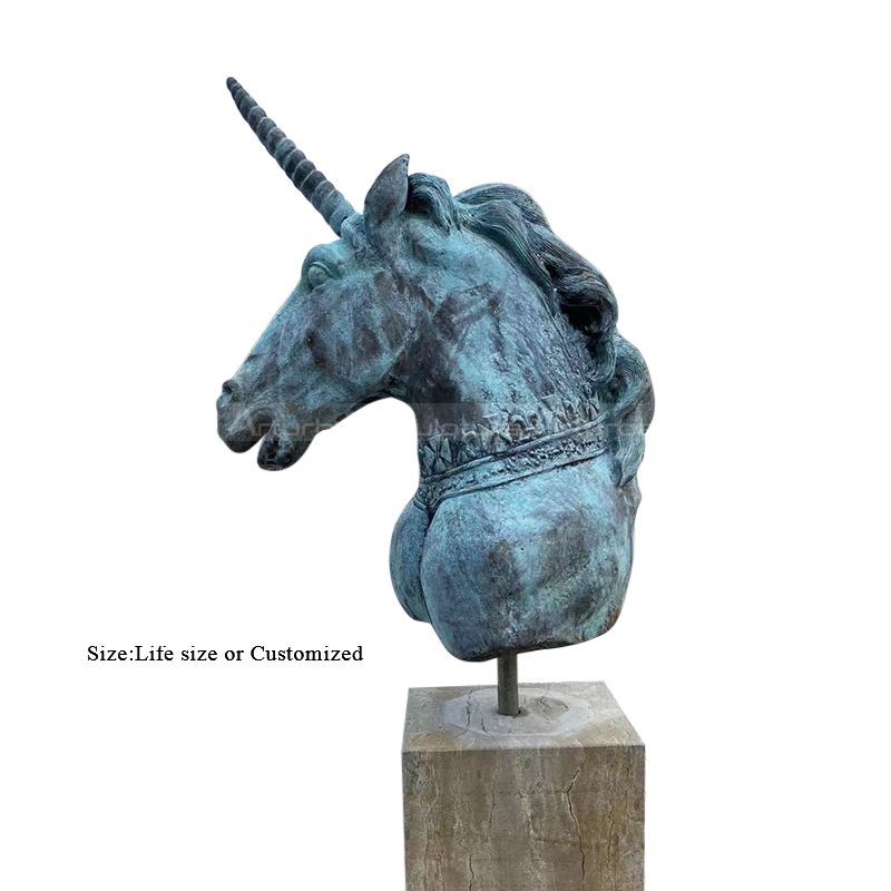 Escultura de Cabeça de Unicórnio