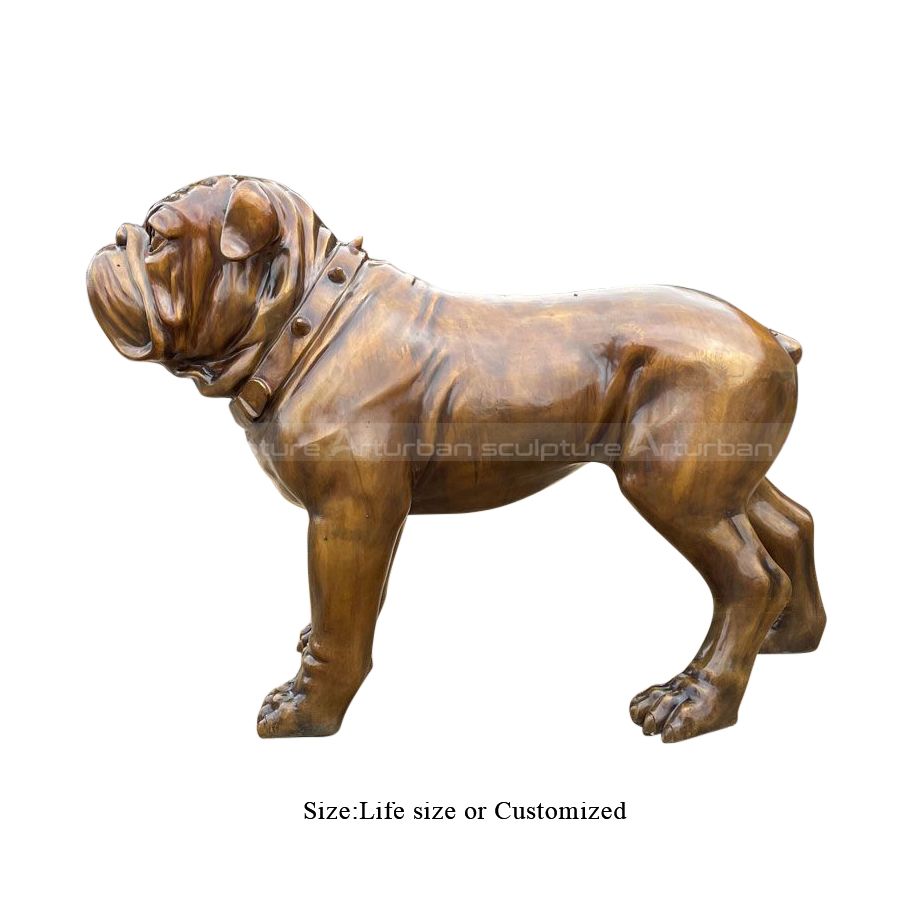 statua di bulldog francese in bronzo