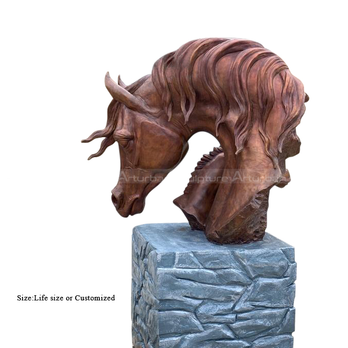 estatua de jardín de cabeza de caballo