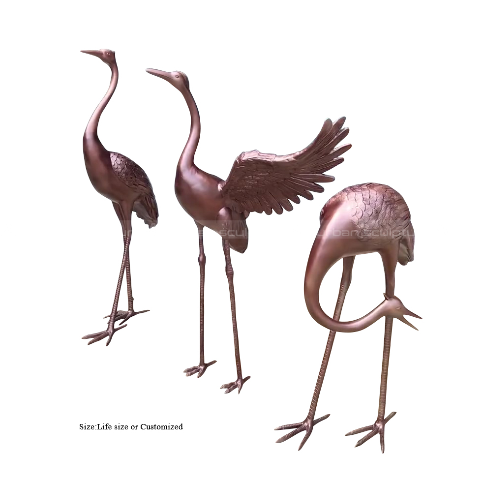 bronze crane sculpture
