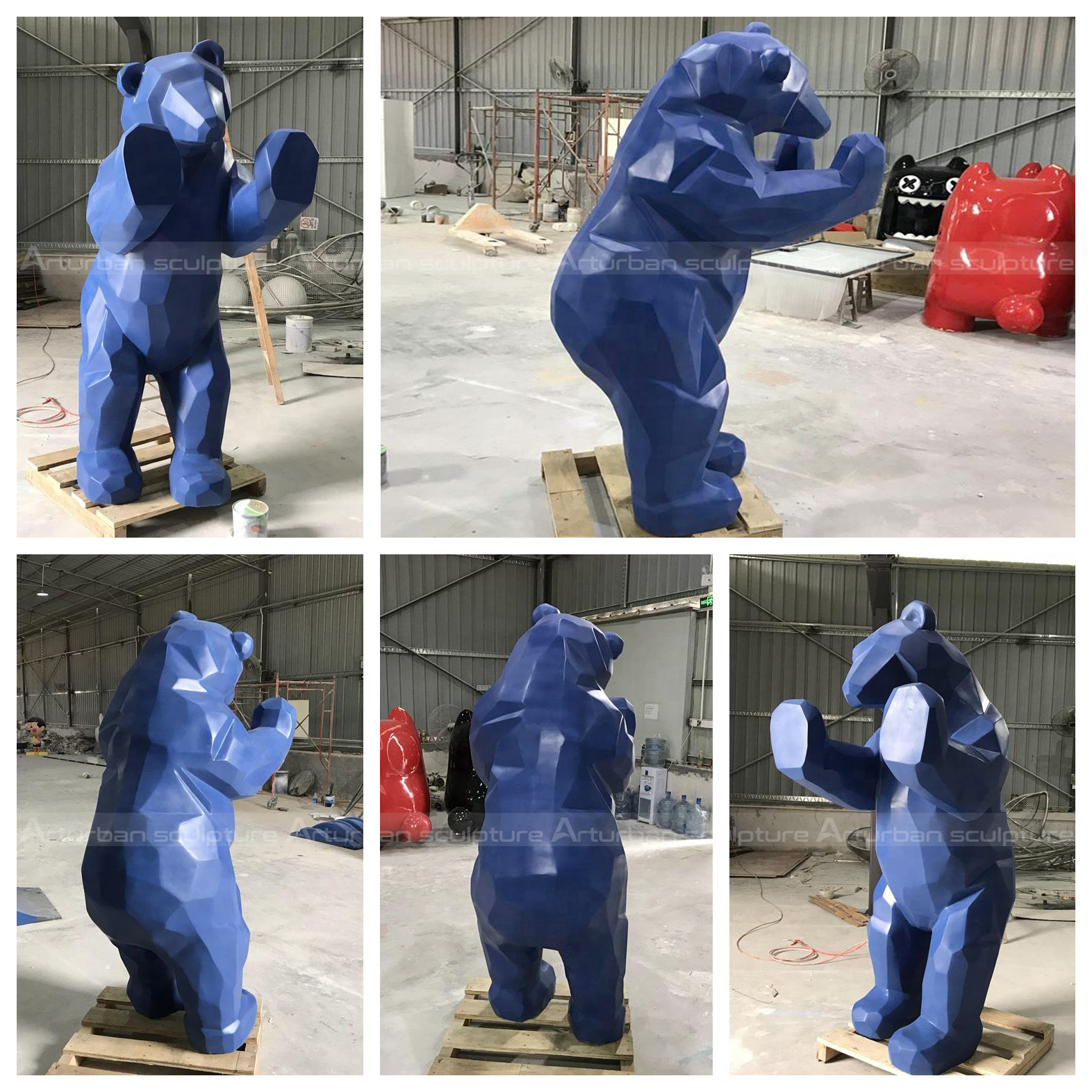 sculpture d'ours géométrique
