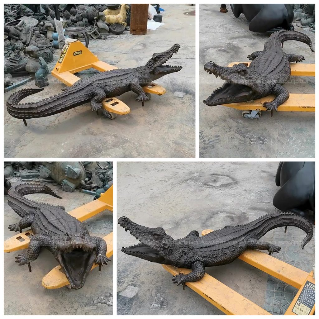 estátua de crocodilo de jardim