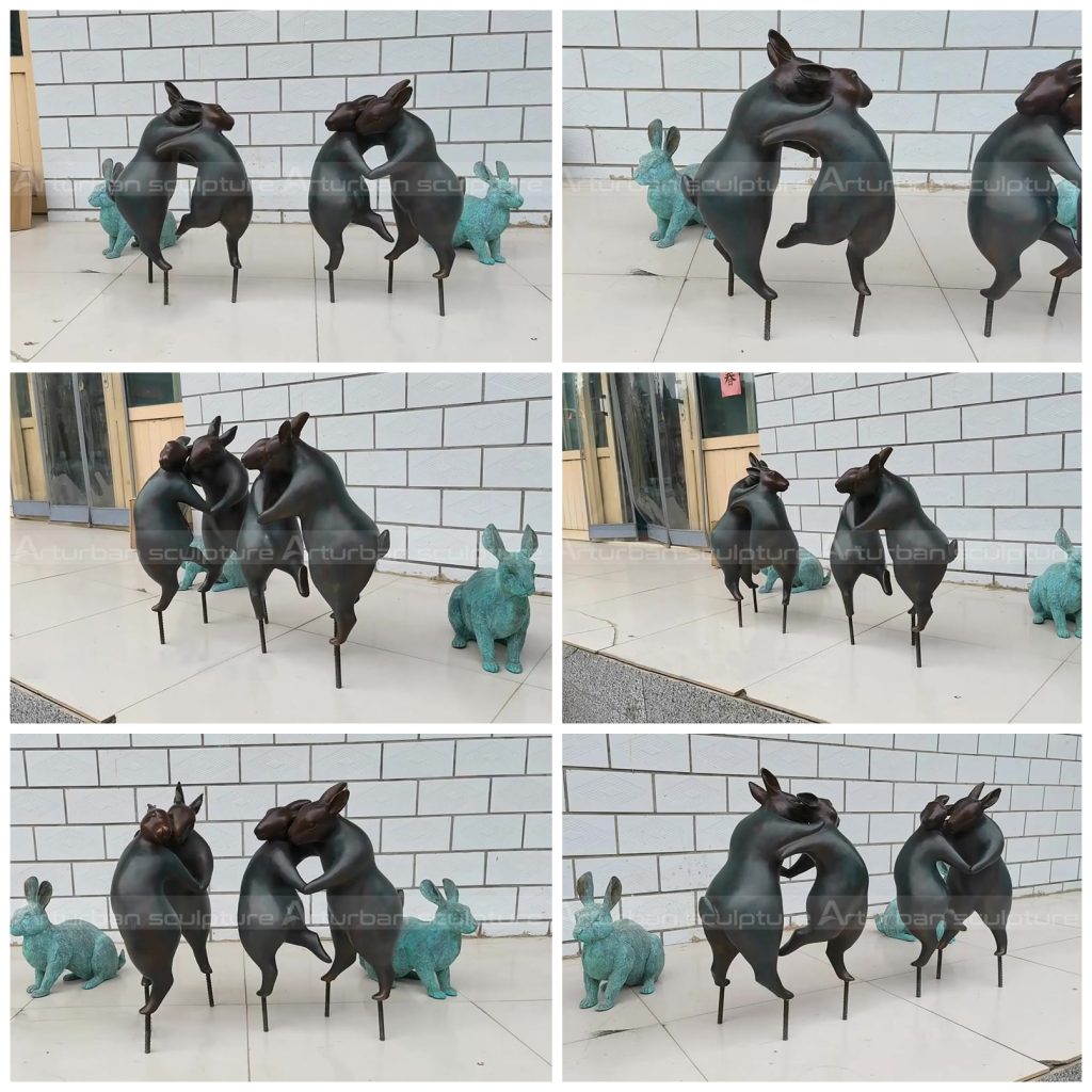 sculpture de lapins dansants