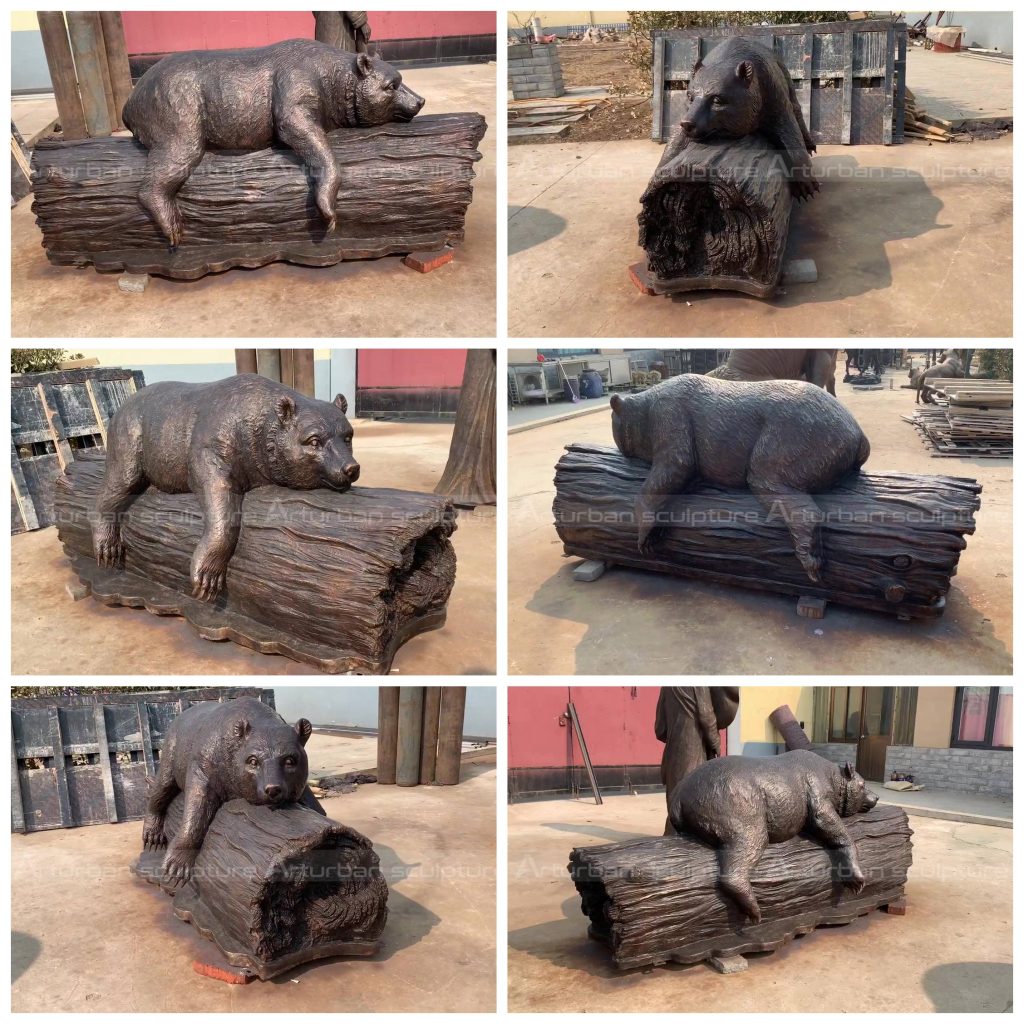 estátua de urso de bronze