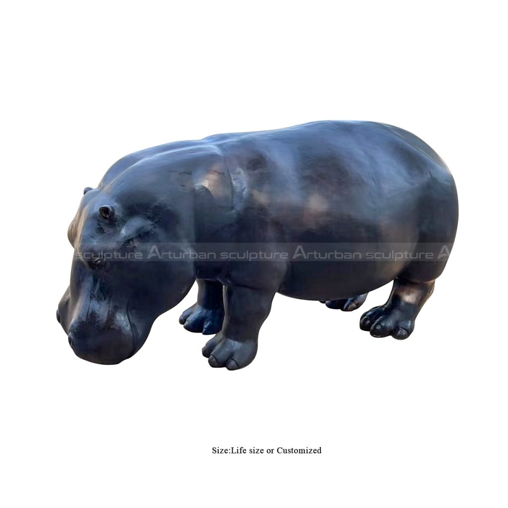 escultura de hipopótamo para jardín