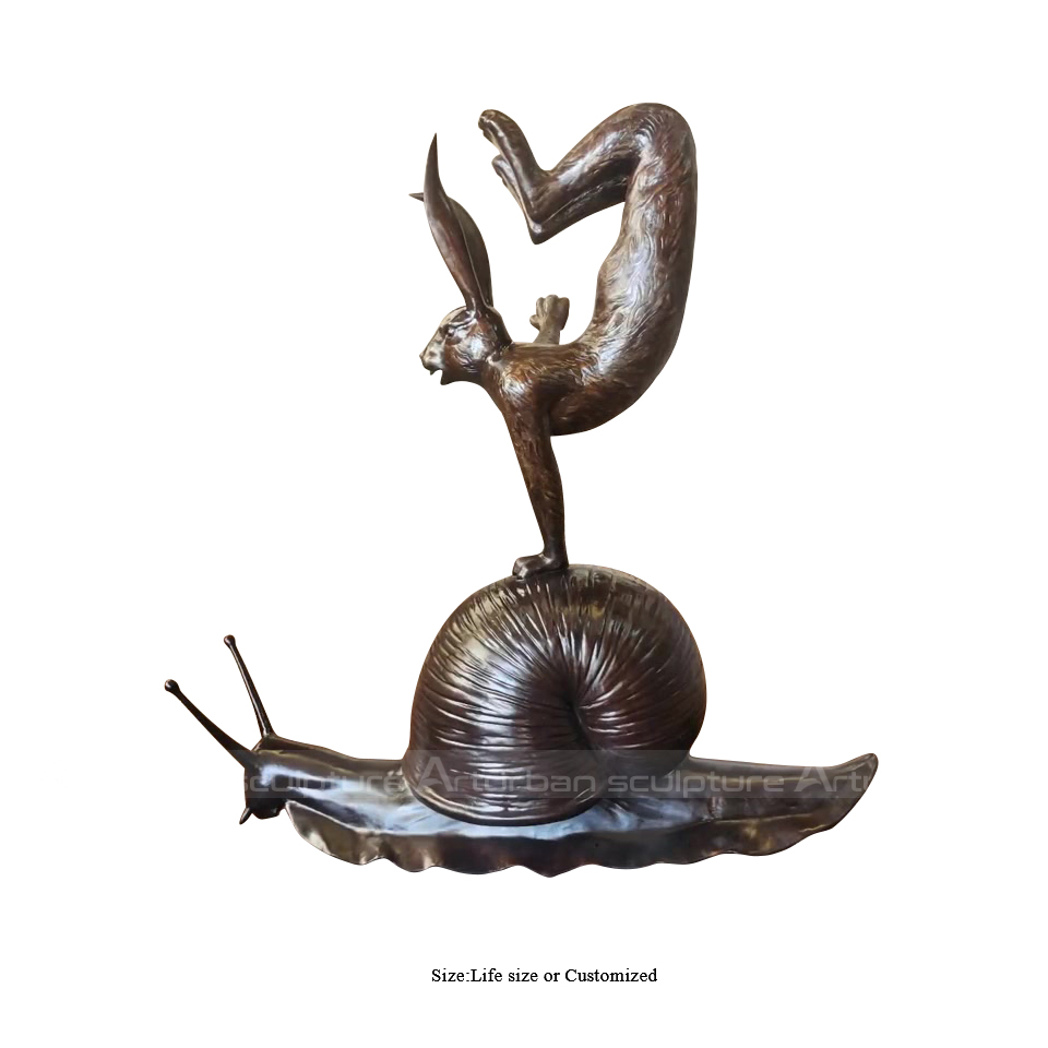 sculpture représentant un lapin avec un escargot