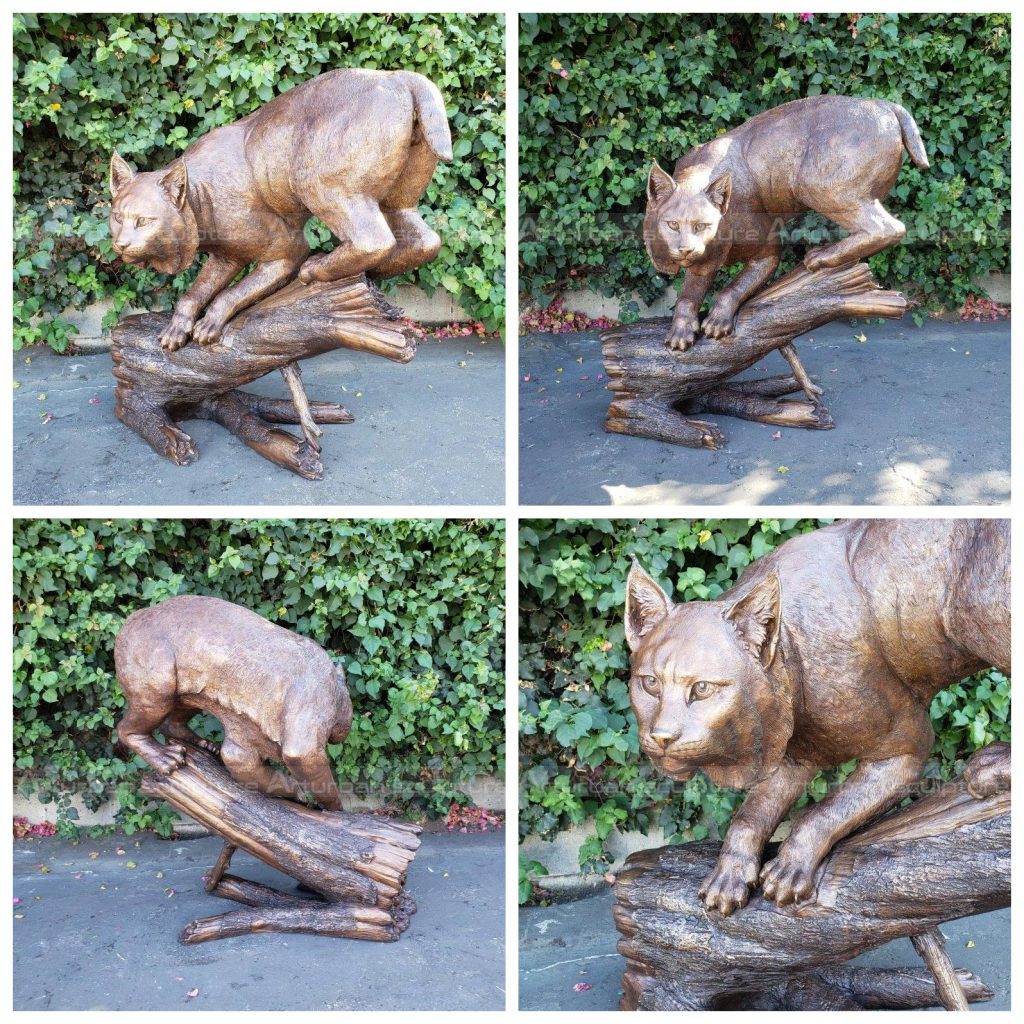 Bronzene Katzen-Gartenstatue
