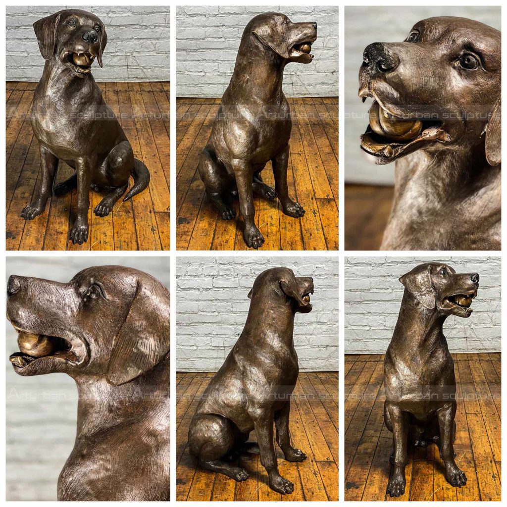 estatua de jardín de perro labrador