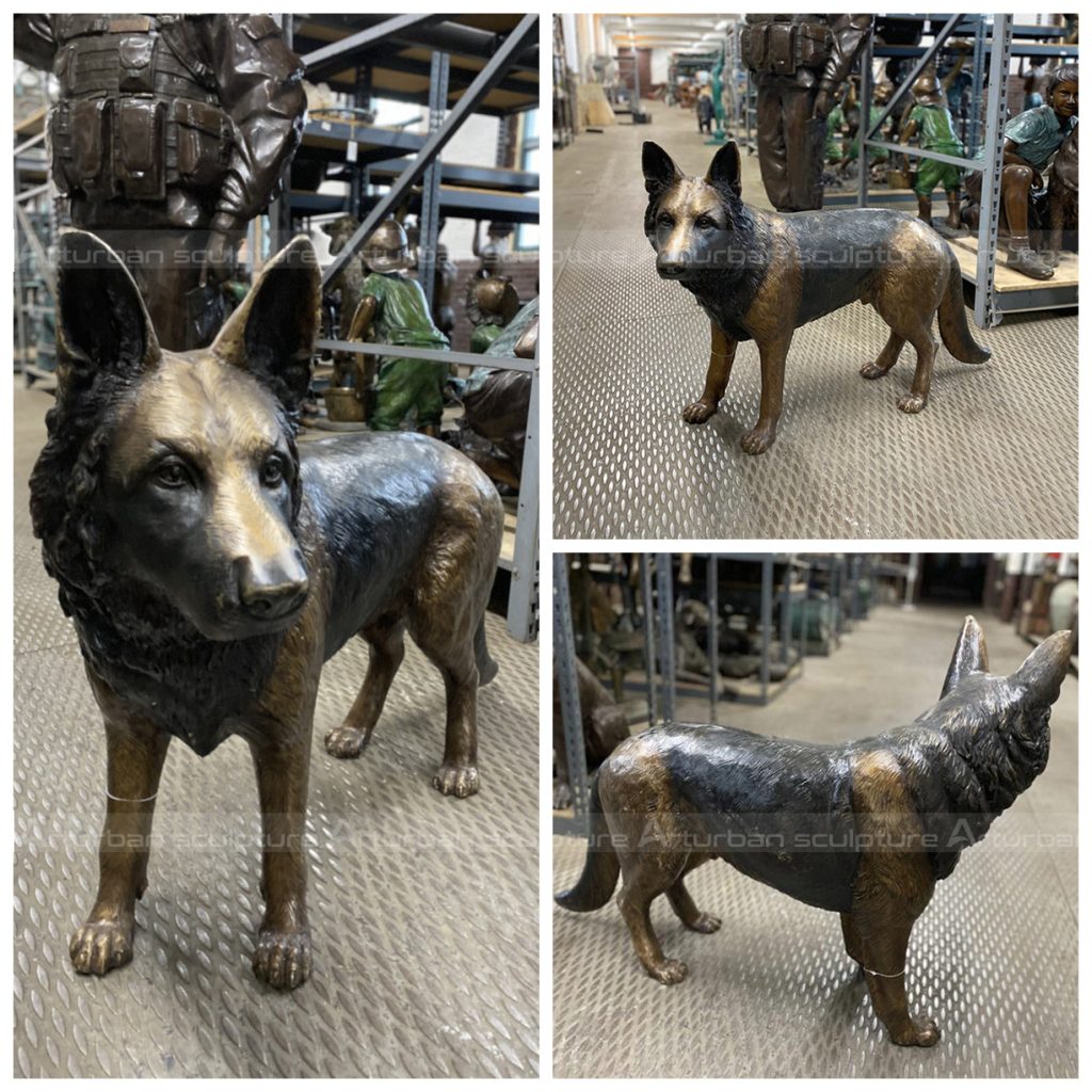 estatuas antiguas de perro de bronce