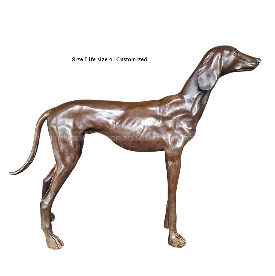 scultura di levriere in bronzo