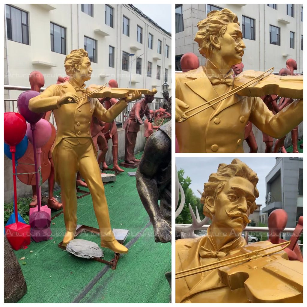 sculpture en bronze de violoniste