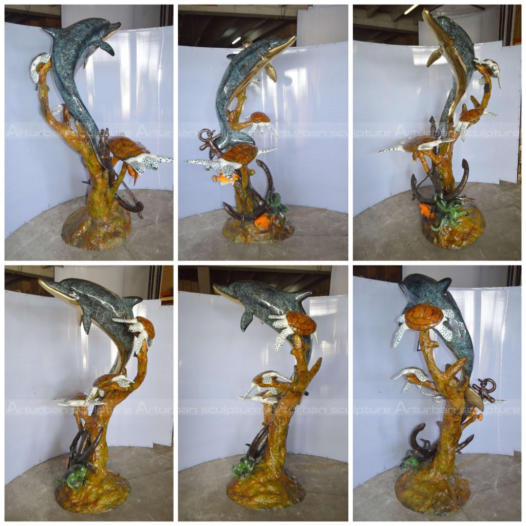 Delfin-Wasserspringbrunnen-Garten