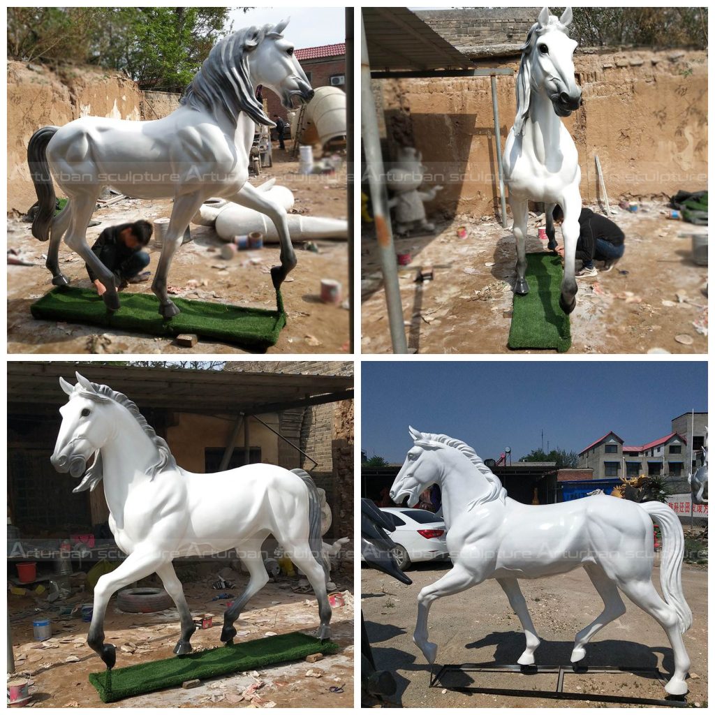 estátua de cavalo em tamanho real fibra de vidro