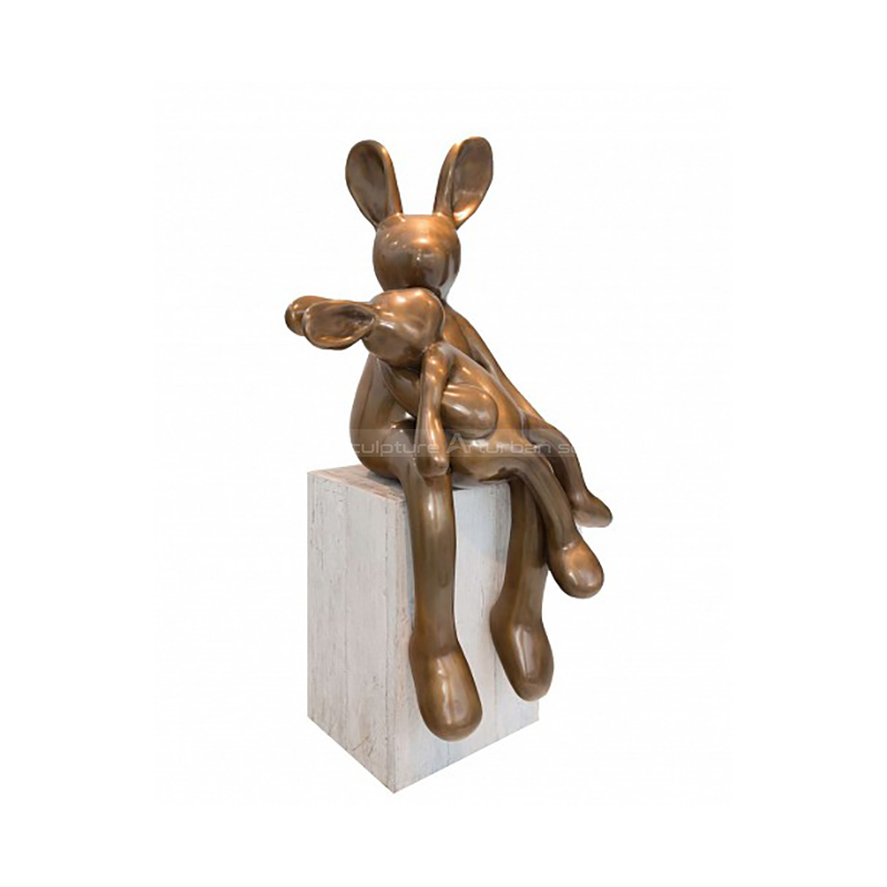 statue de lapin de jardin en bronze