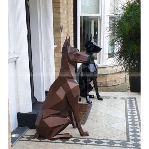 Escultura geométrica de perro