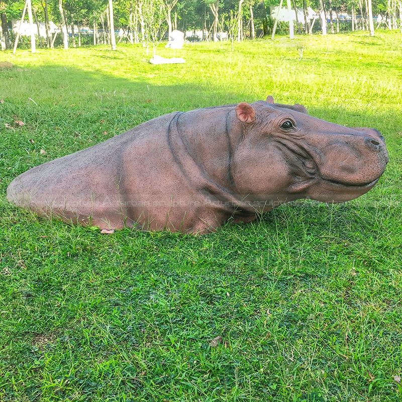 Scultura da giardino di ippopotamo nuotante