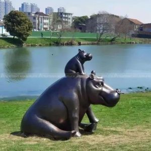 estátua de hipopótamo para jardim
