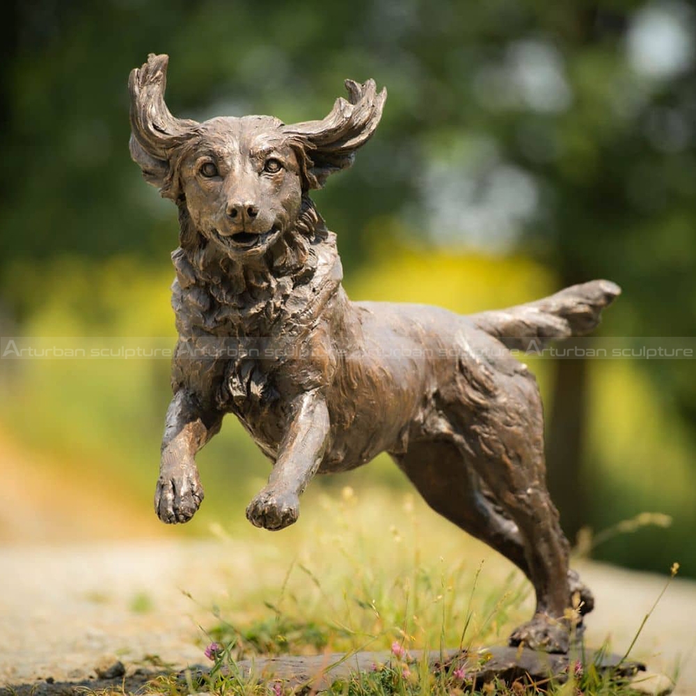 escultura em bronze de cocker spaniel de trabalho