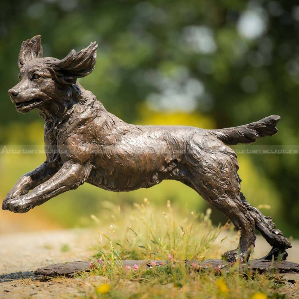 escultura em bronze de cocker spaniel de trabalho