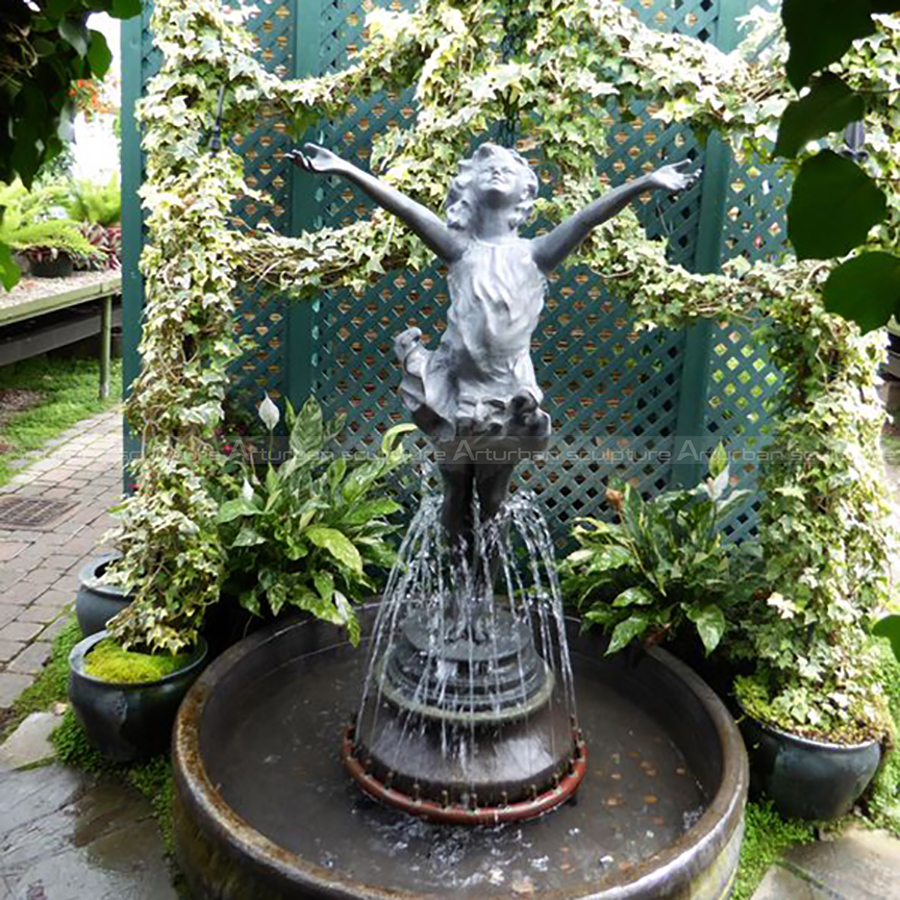 fontaine fille en bronze