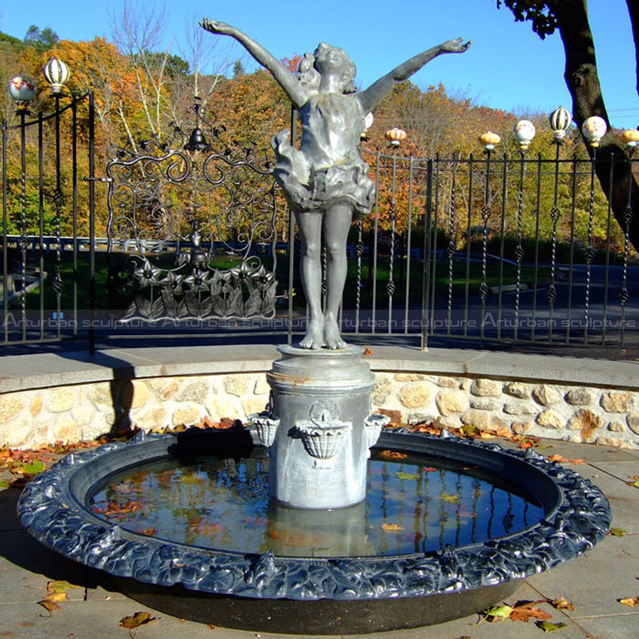 fontaine fille en bronze