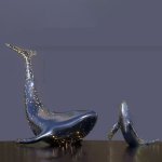 Escultura de ballena de acero inoxidable