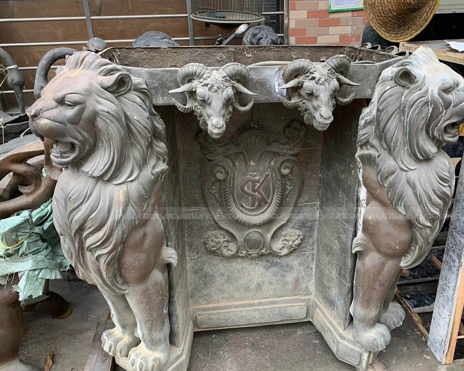 antique lady water fountain