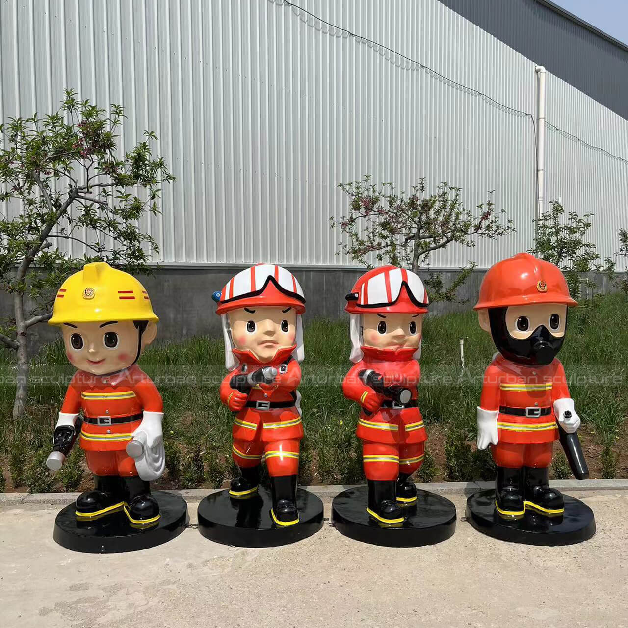 cartoon fireman statue