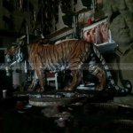 Lebensgroße Bronzetigerstatue