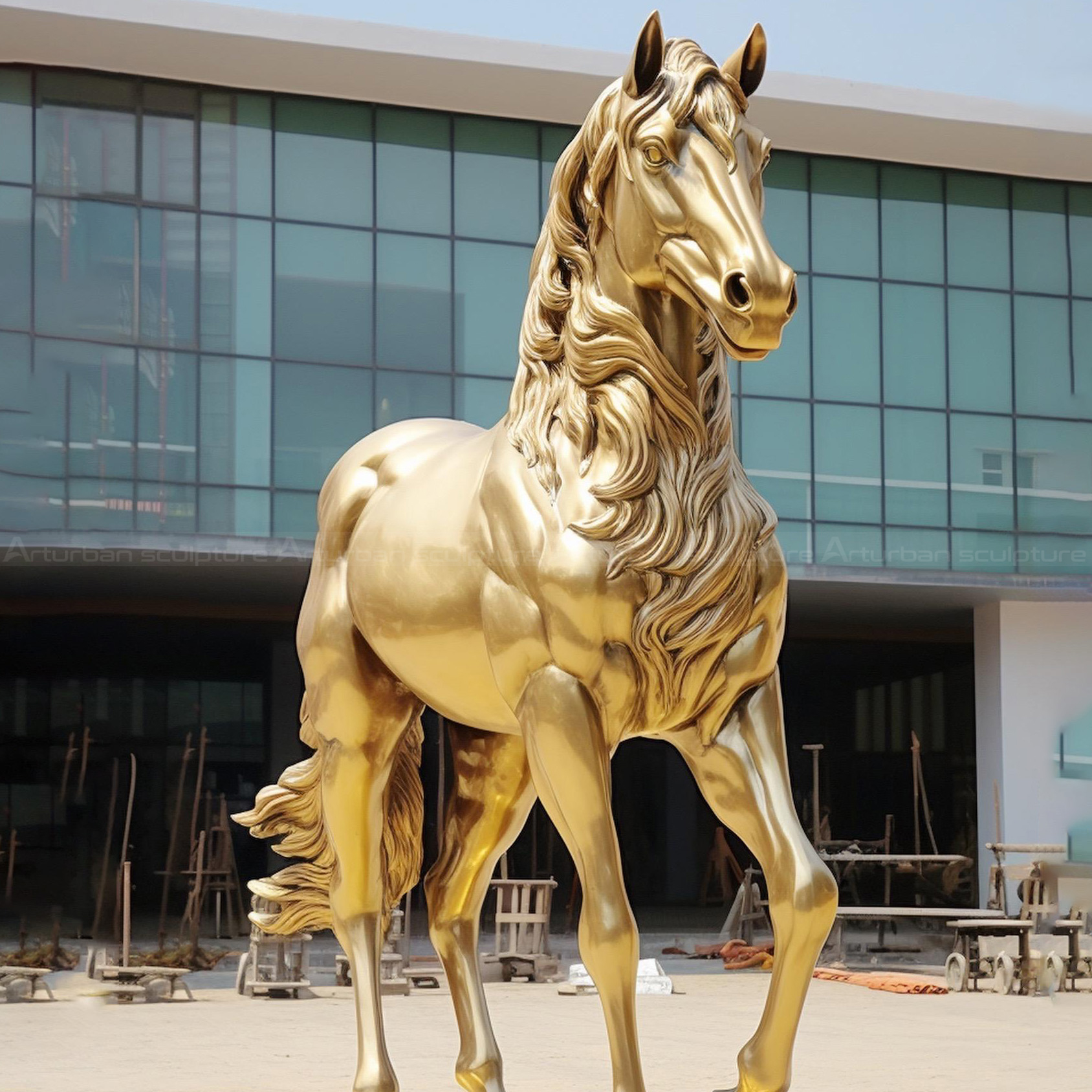 statue de cheval en bronze vintage