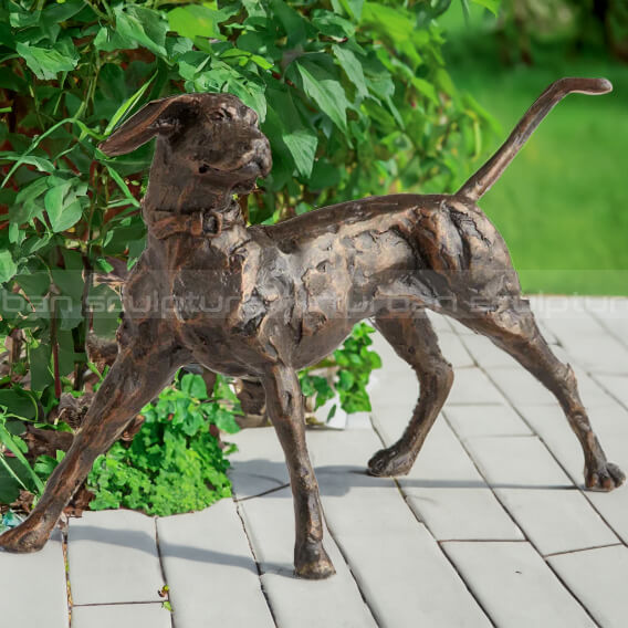 Escultura de Cão de Caça em Bronze