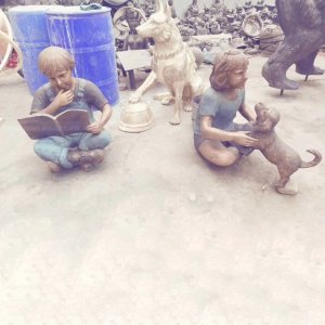 outdoor bronze statues children