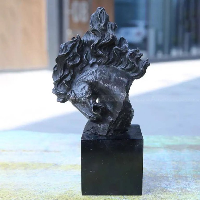 Black Horse Head Statue