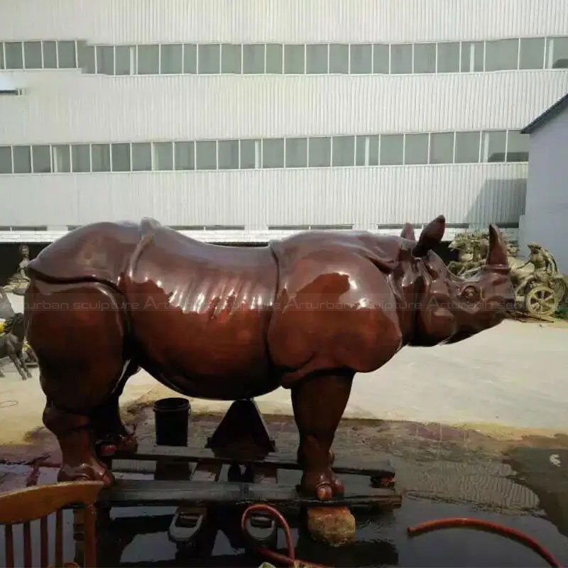 Sculpture de rhinocéros en bronze, art moderne