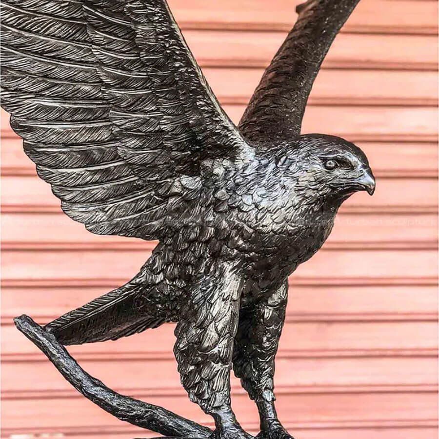 Bronze falcon statue