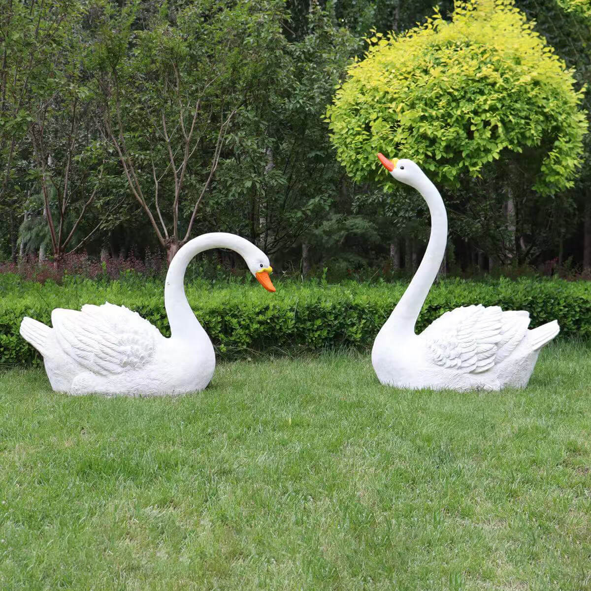 Escultura de Jardín de Cisnes