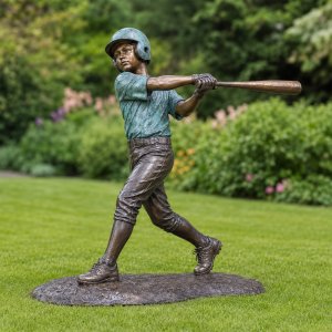 Statue de joueur de baseball en bronze, swing avant