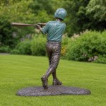 Statua da Giardino di Giocatore di Baseball in Bronzo vista posteriore
