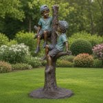 Bronze Boys on Tree Statue side view