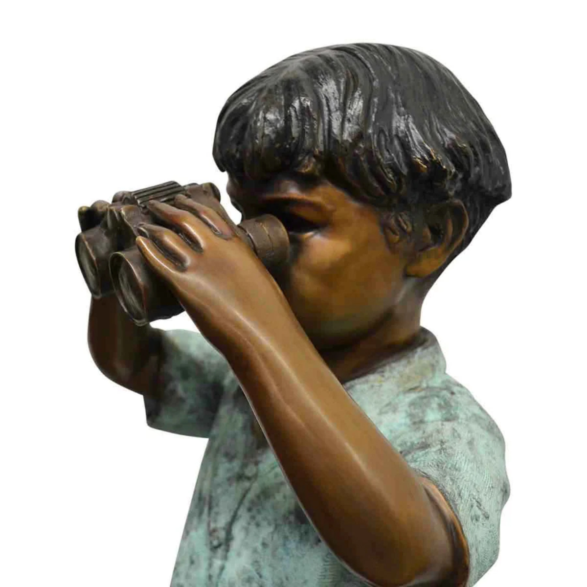 Bronzestatue eines neugierigen Jungen