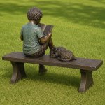 Estátua de bronze de Menino Lendo com Cão (1)