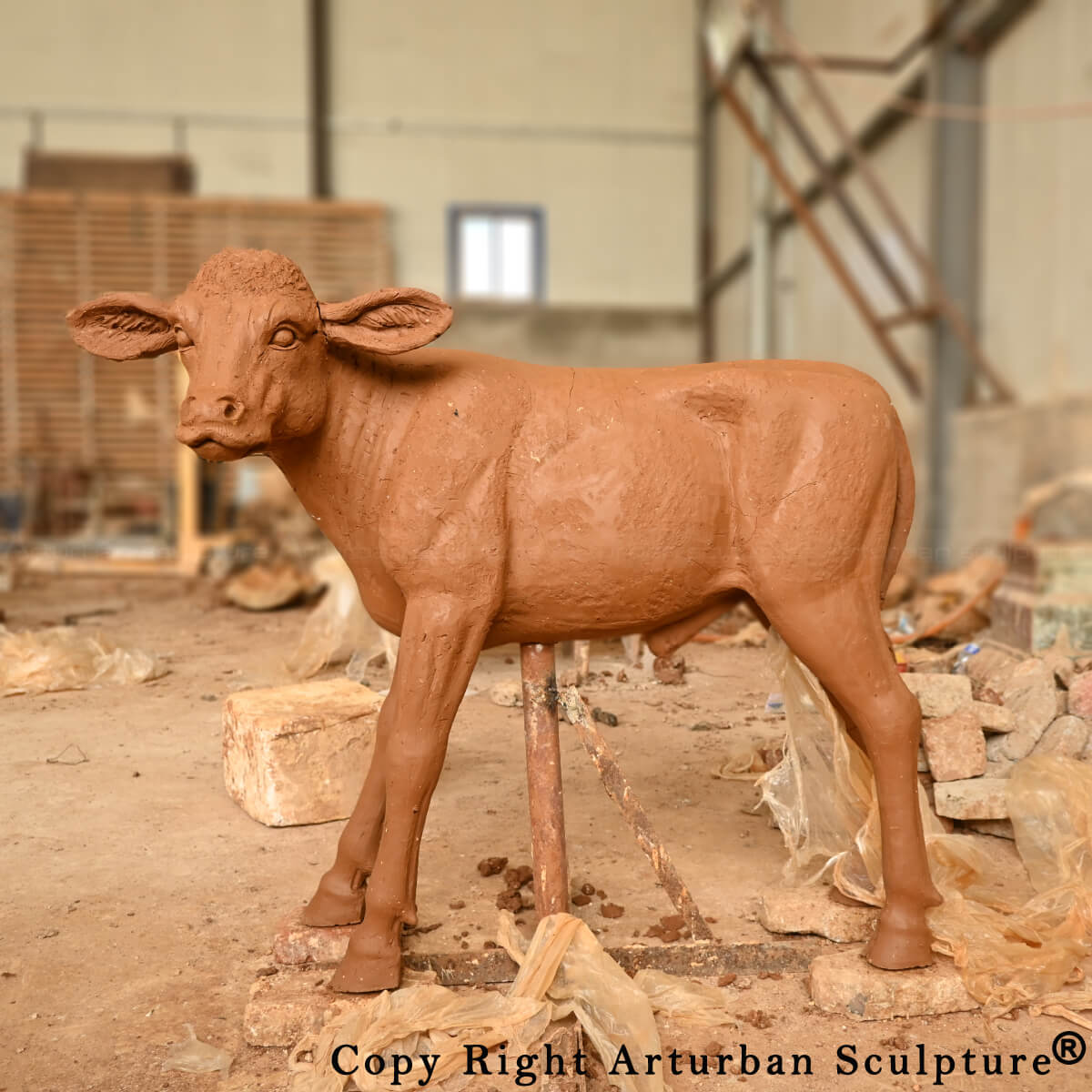 clay mold of Calf Garden Statue