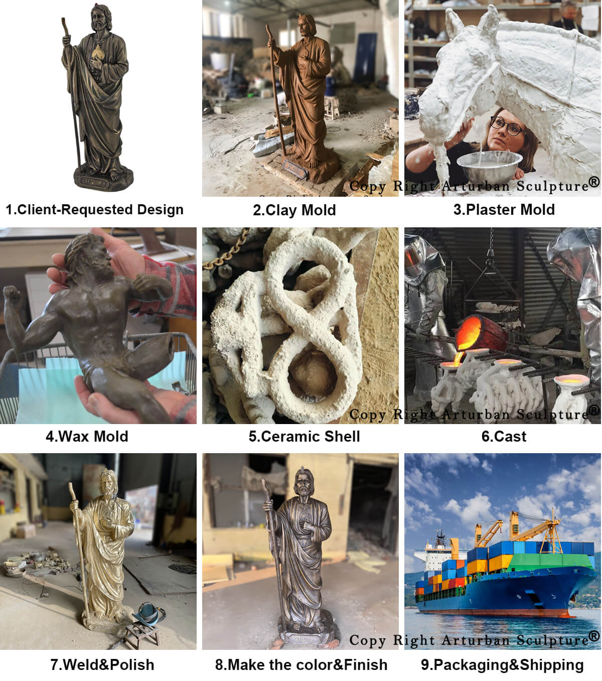 production process of St Jude Statue Outdoor