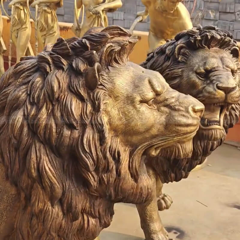 A pair of Front Porch Lion standing Statues
