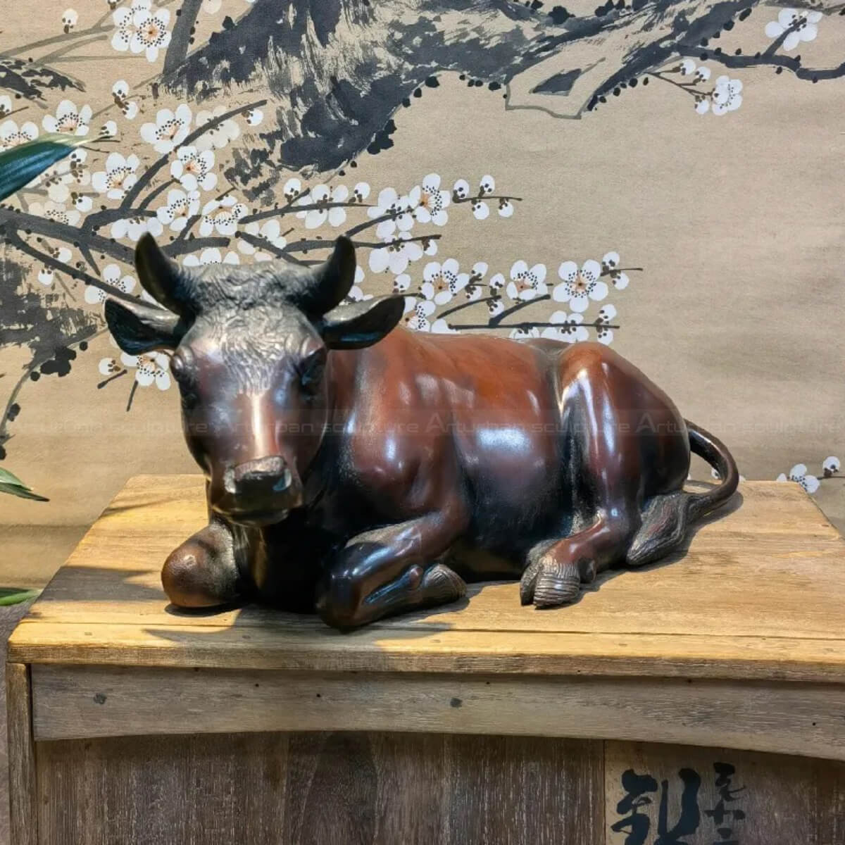 Bronze Cattle Sculpture front view
