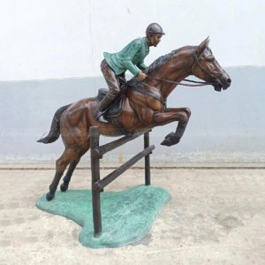 Bronze Horse and Jockey Sculpture obstacle race
