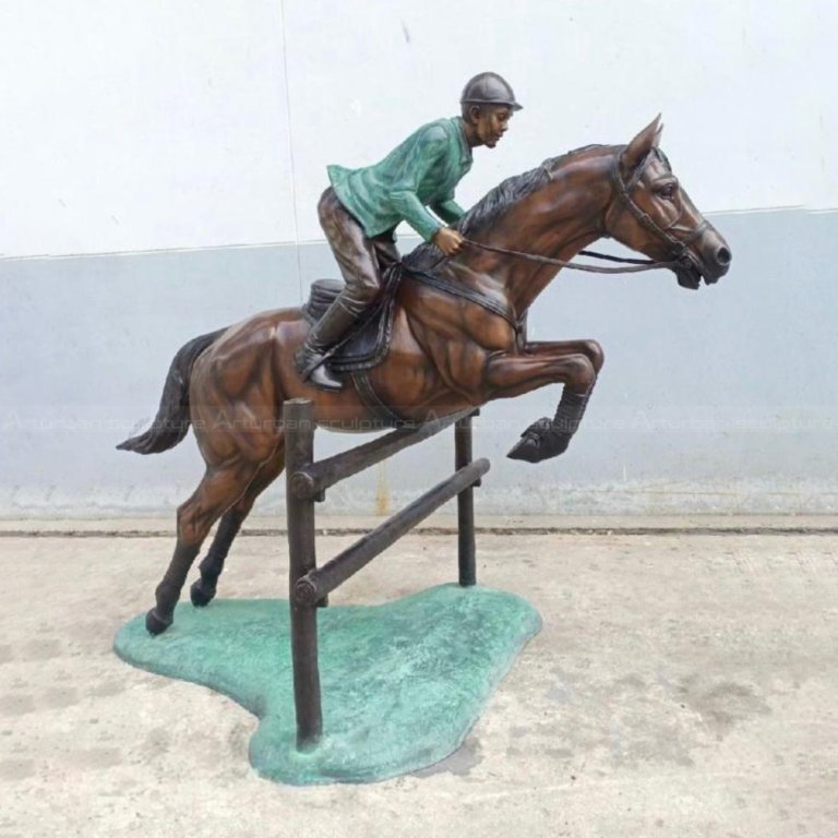 Bronze Horse and Jockey Sculpture obstacle race