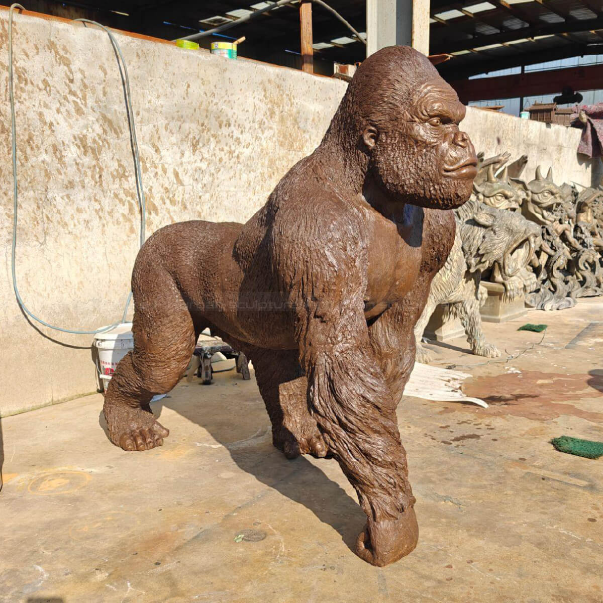 Gorilla sitting bronze Statue Life Size