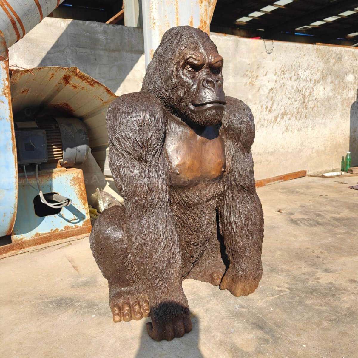 Gorilla sitting bronze Statue Life Size
